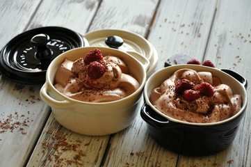 Chocolate mousse in pots