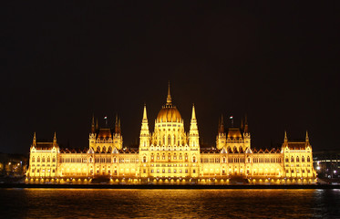 Building of Parliament at night, Budapest