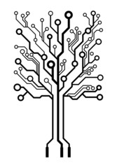 Vector logo square circuit board  tree