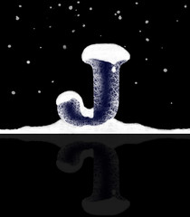 text effect - ice capital J with snow