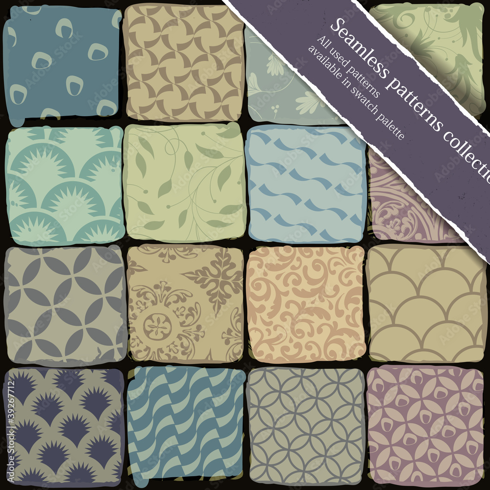 Aufkleber Seamless patterns collection. All used patterns available in swa