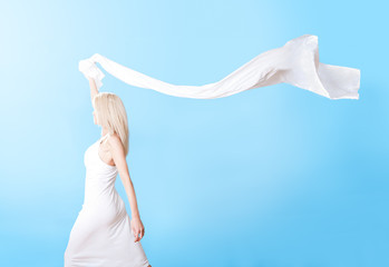 Fototapeta premium Portrait of beautiful young woman in summer dress