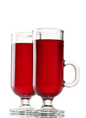 mulled wine in the glasses isolated on white