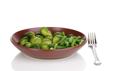 Fresh brussels sprouts and french bean