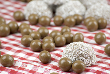 Chocolate and coconut covered marshmallow