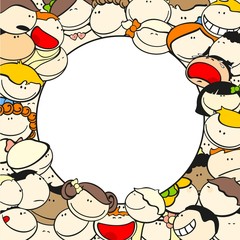 Fototapeta premium Background with funny kids, round