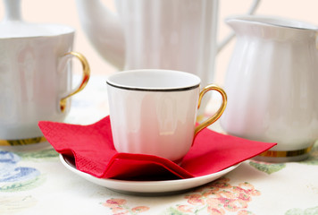 white coffee set on the table
