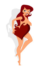 Illustration: naked woman standing on one leg