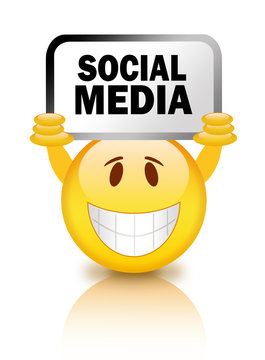 Smiley with social media sign