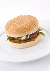 hamburger on the plate