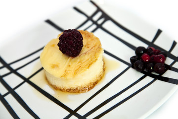 Fresh creme brulee with forest fruits