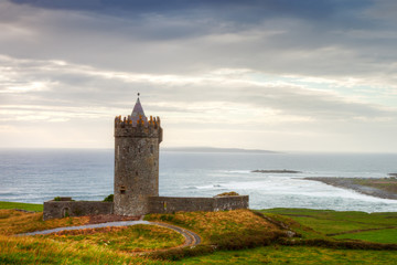 Fototapeta na wymiar Doonegore castle in Doolin, Ireland.