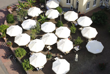 View on the bar with umbrellas