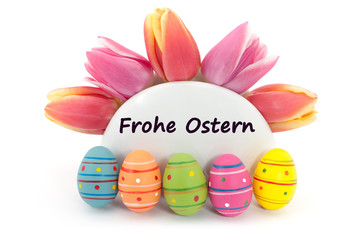 Ostern mit Tulpen und Text