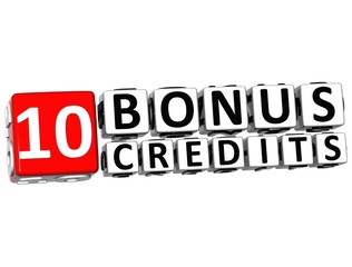 3D Get 10 Bonus Credits Block Letters