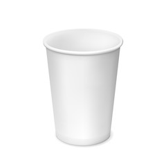 Small white paper cup isolated on white background