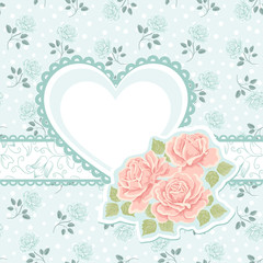 Seamless  pattern with roses and heart