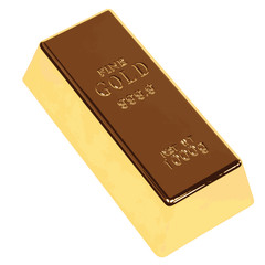 Fine gold bar isolated on white, vector illustration
