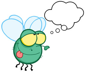 Green Fly Flying With Speech Bubble