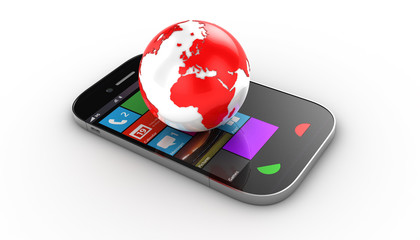 smartphone with globe