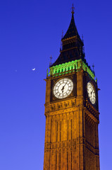 Fototapeta na wymiar Big Ben z Księżycem i Wenus