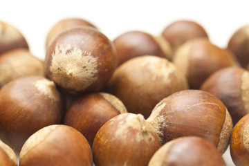 Chestnuts isolated on white background