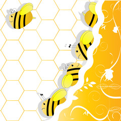 a swarm of bees in honeycombs