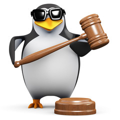 3d Penguin conducts an auction with his gavel © Steve Young
