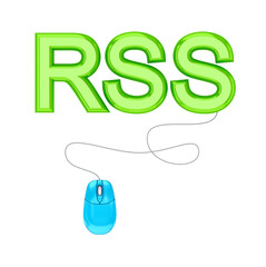 PC mouse and green word RSS.