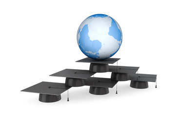 Fototapeta premium Earth on a pyramid made of lawyer's hat.