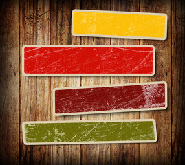 background with colorful boxes for text on wood background