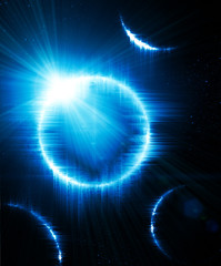 solar eclipse with planets in space