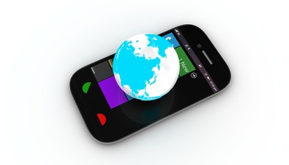 smartphone with globe