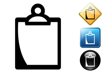 Clipboard pictogram and signs