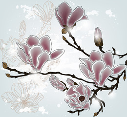 Naklejki  gałąź magnolii