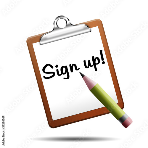"Icono clipboard 3D con texto Sign Up!" Stock photo and royalty-free