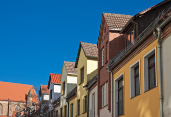 Fototapeta na wymiar Häuser in der Östlichen Altstadt von Rostock.