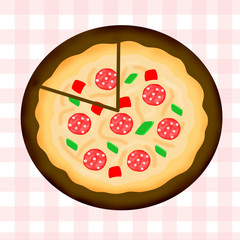 Illustration of a pizza isolated on a homey background
