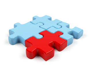 3d puzzle isolated on white.