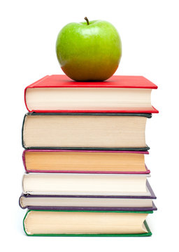 apple on stack of books
