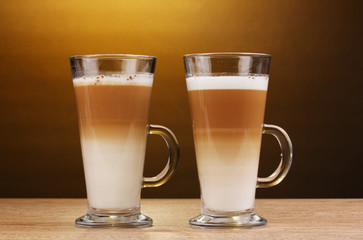 Fragrant сoffee latte in glass cups