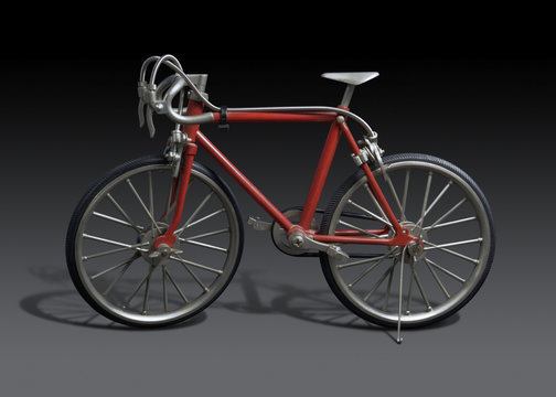model of a red framed bicycle