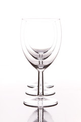 Three empty wine glasses