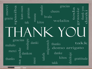 Thank You Word Cloud Concept on a Blackboard