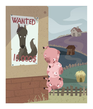 los tres cerditos con lobo feroz