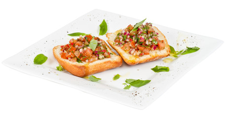 Bruschetta( Italian Toasted Garlic Bread ) with tomato