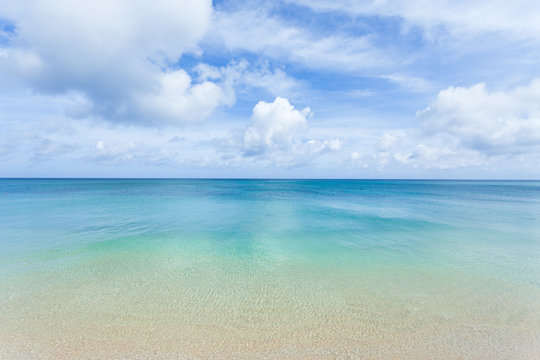 Clear blue tropical water beach and horizon, Okinawa