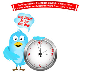 Daylight saving time begins. Blue Bird.