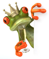 Grenouille et champagne