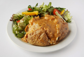 Cucken Curry Jacket Potato with side salad